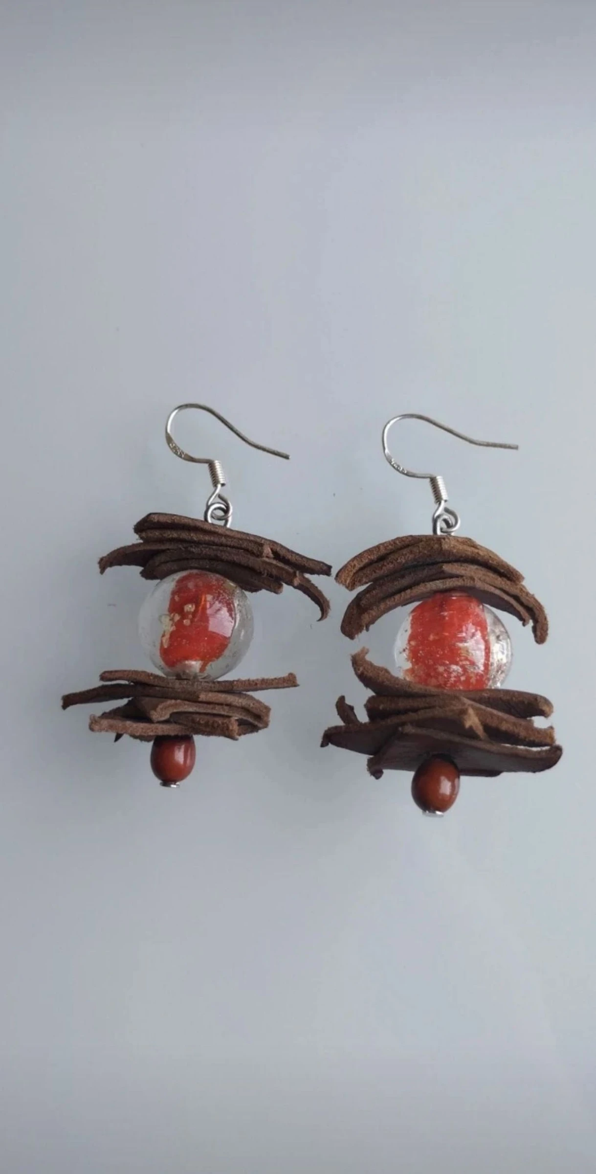 🪾❤️🐂Prachtige Murano Kristallen Oorbellen, Leer en Amazone Zaden🐂❤️🪾 – photo 3